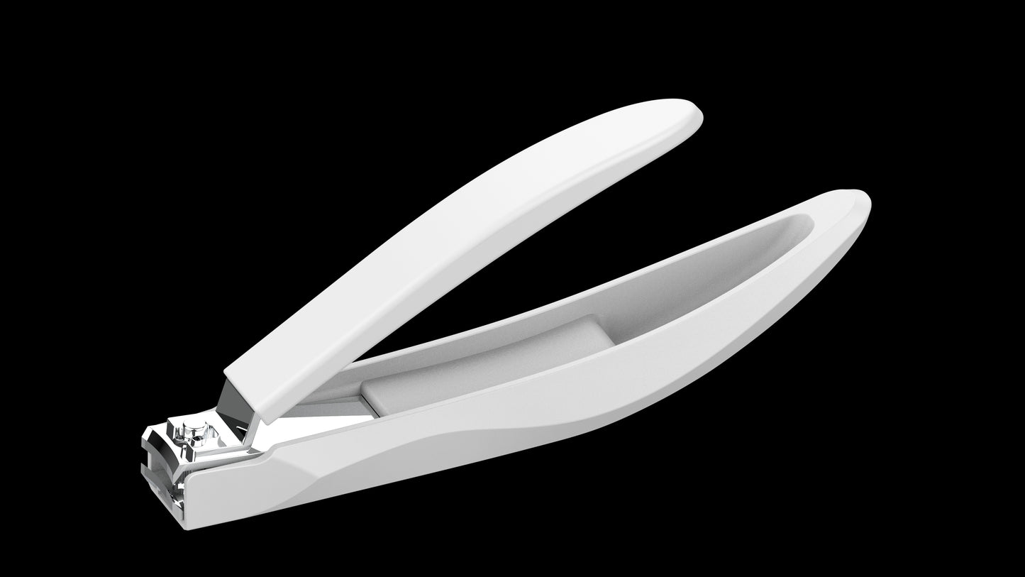 Long Handle Ergonomic Nail Clippers for Seniors, Comfortable Grip Nail Clippers with Catcher, Precision Nail Trimmer Cutter for Men and Women, White