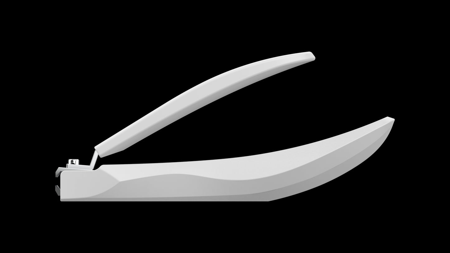 Long Handle Ergonomic Nail Clippers for Seniors, Comfortable Grip Nail Clippers with Catcher, Precision Nail Trimmer Cutter for Men and Women, White