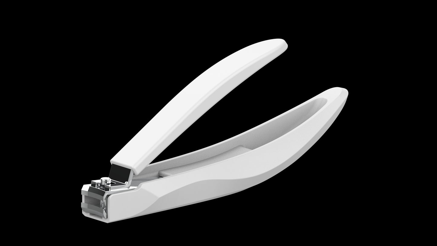 Long Handle Ergonomic Nail Clippers for Seniors, Comfortable Grip Nail Clippers with Catcher, Precision Nail Trimmer Cutter for Men and Women, White