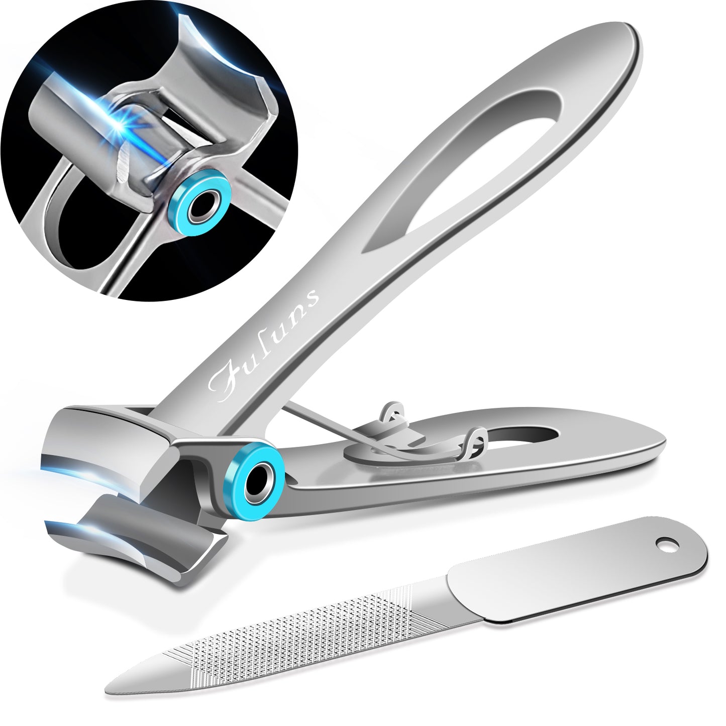 FULUNS Nail Clippers for Thick Nails, Wide Jaw Opening Heavy Duty Fingernail Clippers for Men, Seniors