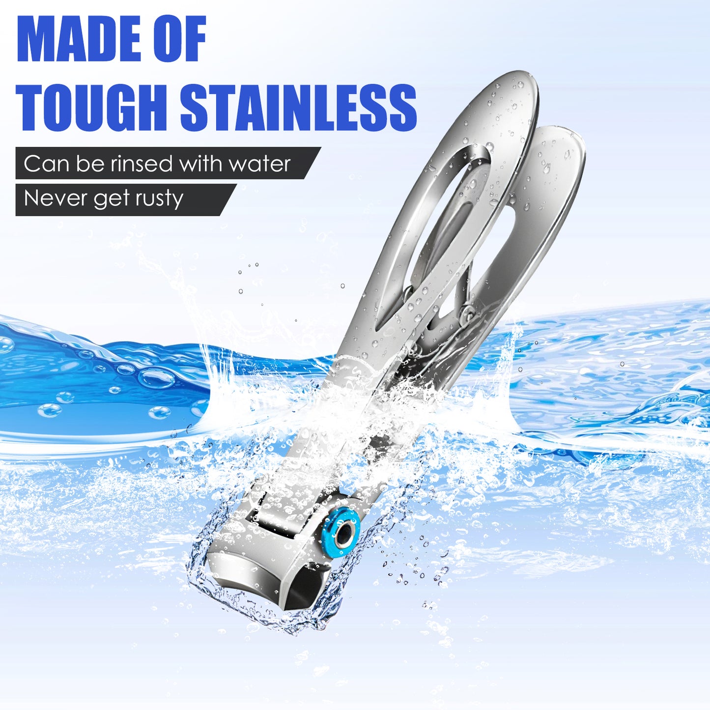 FULUNS Nail Clippers for Thick Nails, Wide Jaw Opening Heavy Duty Fingernail Clippers for Men, Seniors