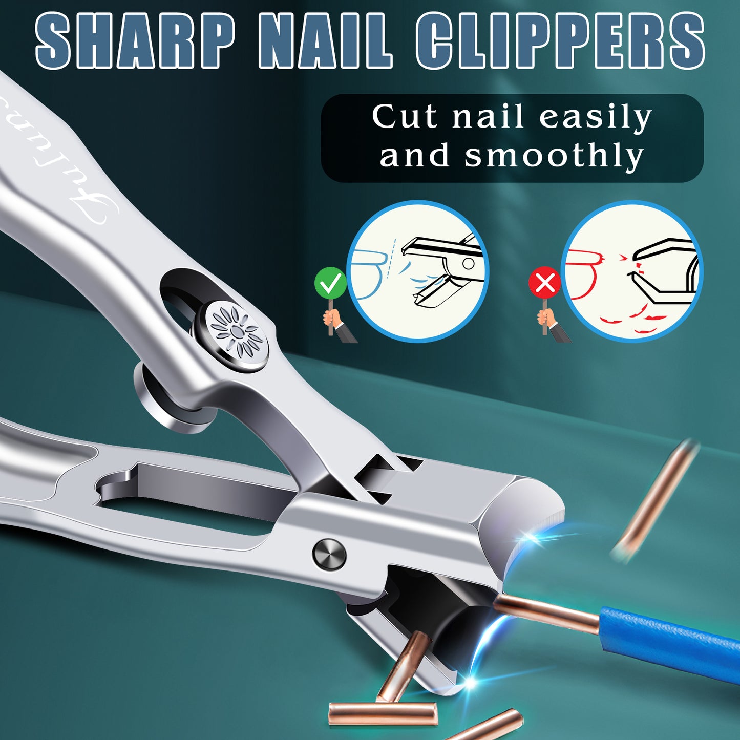 FULUNS Nail Clippers for Men Thick Nails - Professional Extra Large Heavy Duty Toe Nail Clippers for Seniors, Fingernail Cutters Long Handle with Catcher