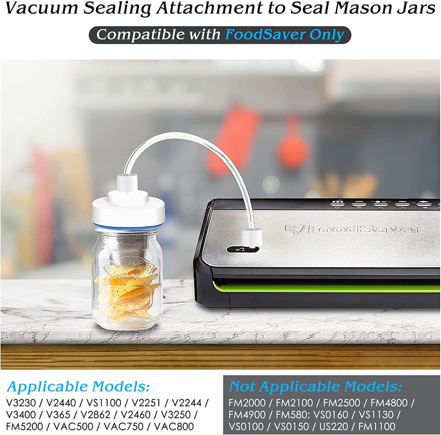 FUMAX Mason Jar Vacuum Sealer, Vacuum Sealer for Jars, Food Vacuum Sealer for Regular Mouth and Wide Mouth Mason Jars, Jar Vacuum Sealer Kit with Electric Vacuum Pump