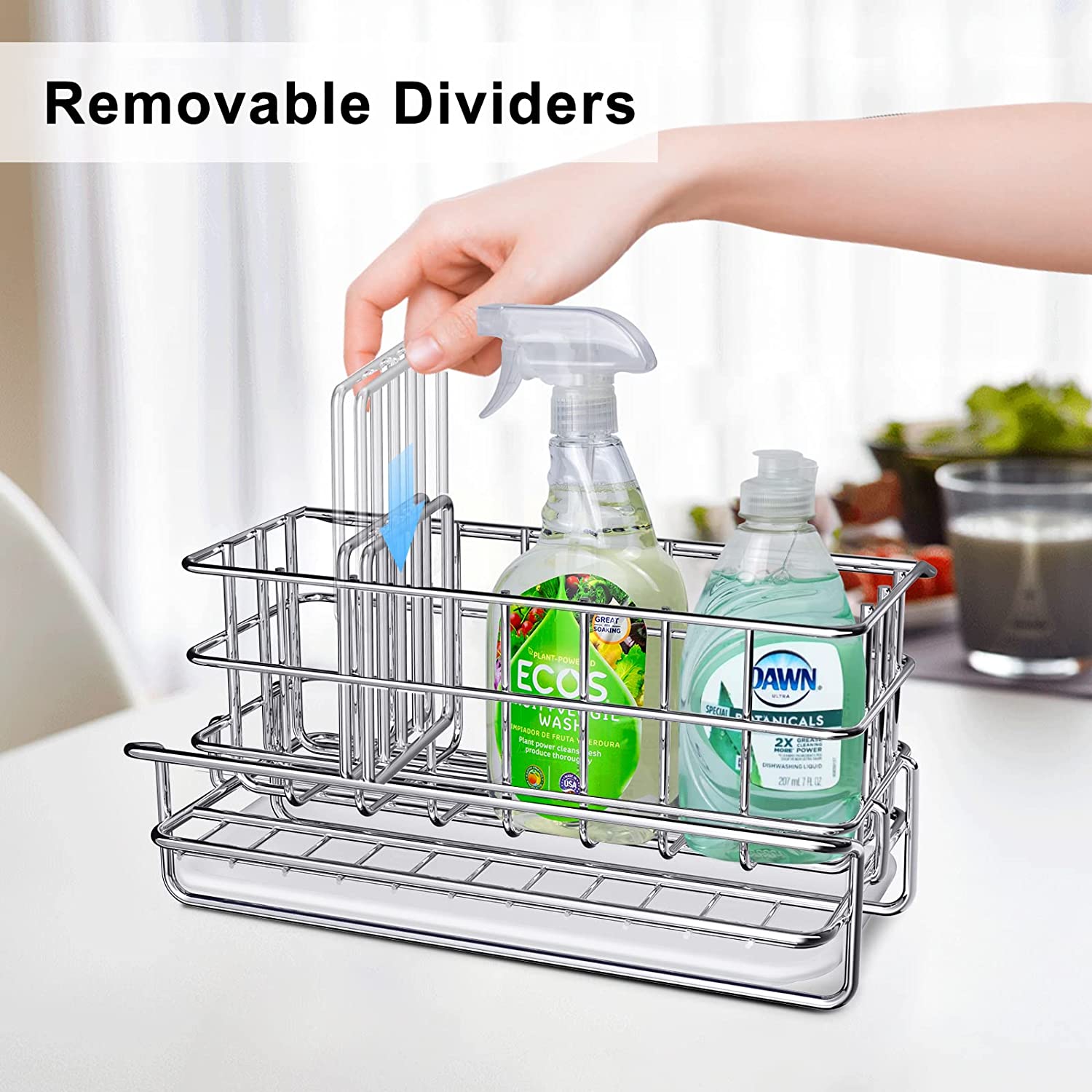 Sink Caddy Stainless Steel Dish Brush Holder Cutlery Drying Rack Adjustable  Dish Drainer for Kitchen Storage