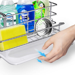 Stainless-Steel Holder Kitchen Sink Organizer Tray Drainer Rack Brush  SoapHolder