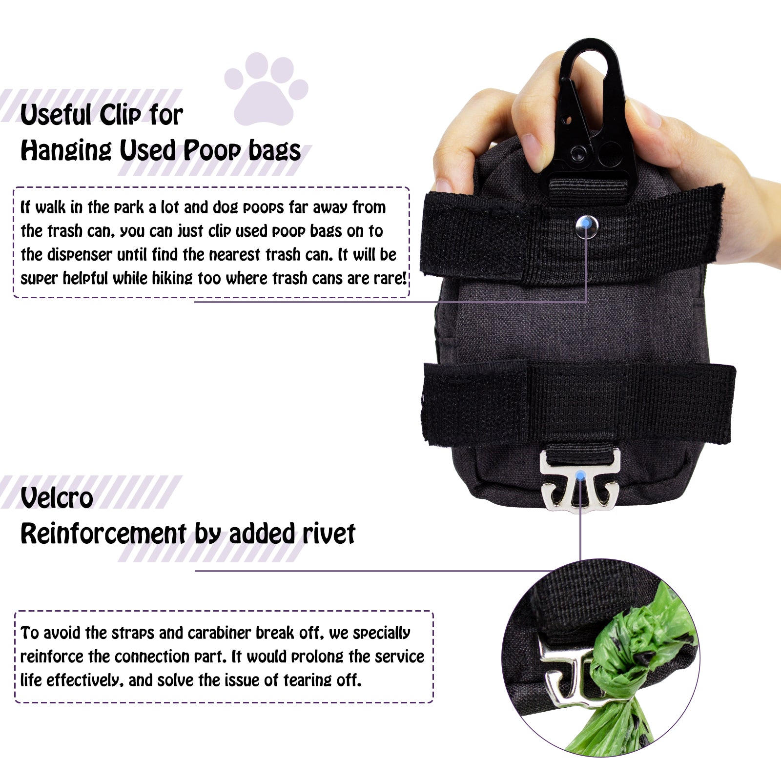 2Pcs Dog Poop Bag Holder for Any Dog Leash and Poop bag, Waste Bag  Dispenser, Dog Poop Bag Dispenser with Metal Hook Can Be Regarded As Dog  Treat