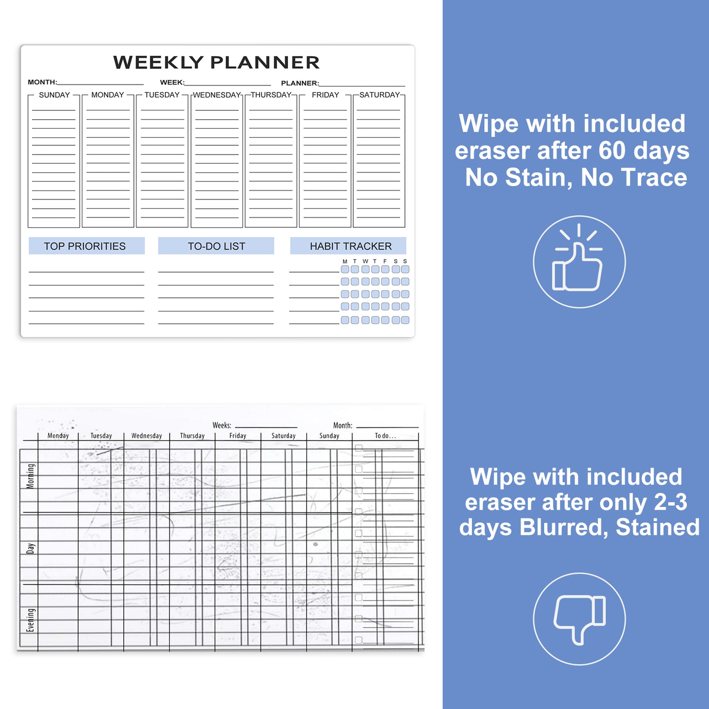 Magnetic Dry Erase Weekly Planner Calendar for Fridge, 15.6x11.6" Whiteboard Organizer for Refrigerator, 4 Fine Tip Markers & Large Eraser & Star icons Included, Stain Resistant